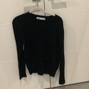 Zara black wool sweater with gold button details on the bottom sleeves size L